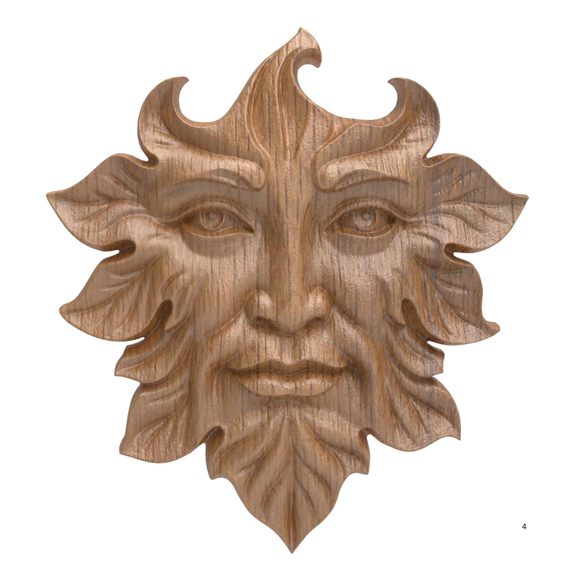 Green Man Plaque Garden Decor Leaf Face Wall Sculpture Handmade Solid Oak Wood🐥